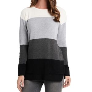 Vince Camuto Antony Colorblock Stripe Knit Slouchy Pocket Sweater Size Medium